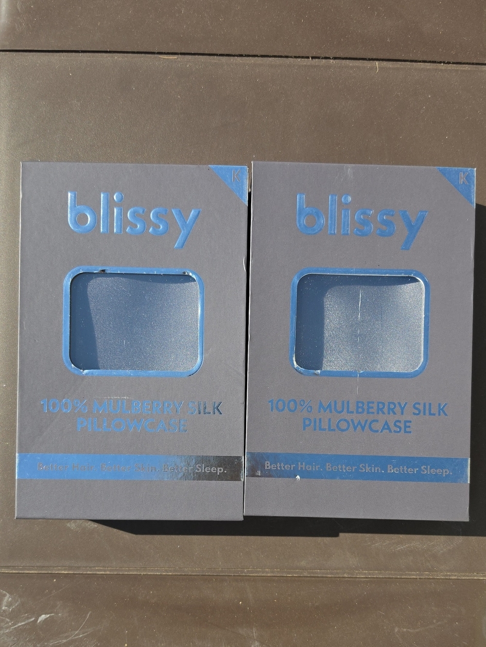 Blissy Mulberry Silk Pillowcase Set 2 Pillowcases Size King 20" X 36" Dark Grey